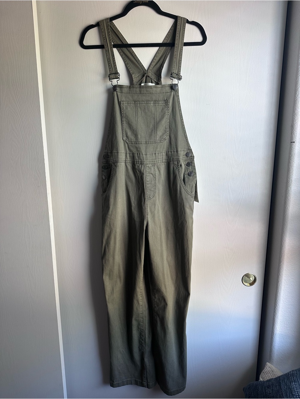 No Boundaries Olive Green Straight-Leg Overalls
